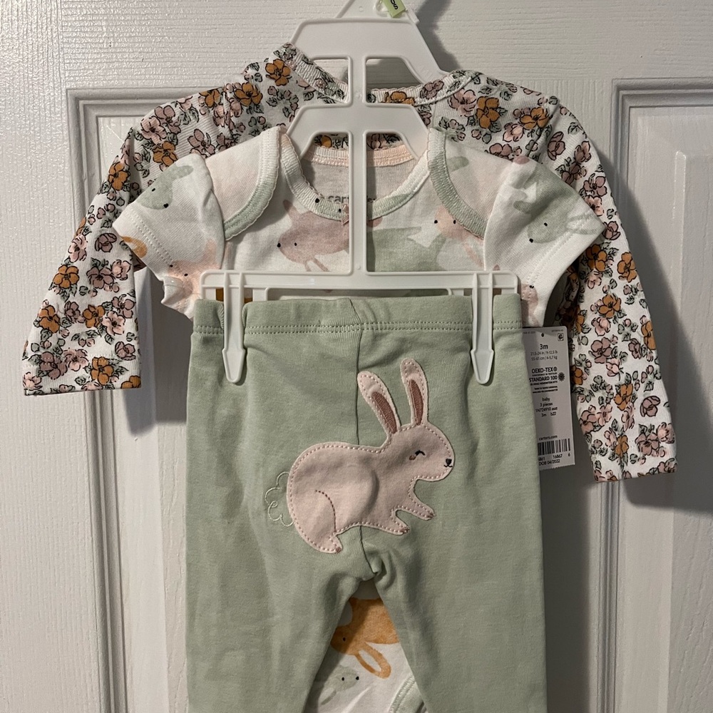 Carters 3 Piece Bunny set, 3 months